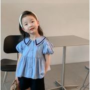 INS 2022春夏新作 韓国子供服   トップス  半袖シャツ   純色 可愛い ピュアカラー 子供服 80-150CM