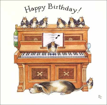グリーティングカード 誕生日/バースデー ピーター・クロス「ねずみと犬とピアノ」