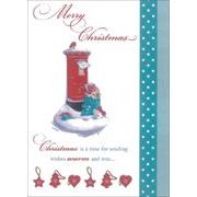 グリーティングカード クリスマス「ポストと小鳥」メッセージカード