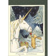 グリーティングカード クリスマス「魔法のクリスマス」メッセージカード 馬 ウマ ウサギ