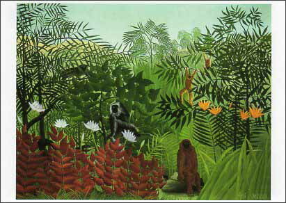 ポストカード アート ルソー「トロピカルな森の猿たち」名画 郵便はがき