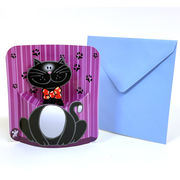グリーティングカード 多目的/クラフトタイプ ロッカーズ「蝶ネクタイの黒猫」3D