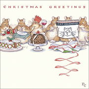 グリーティングカード クリスマス「クリスマスを祝う6匹のネズミ」ねずみ