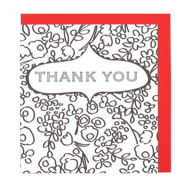 グリーティングカード 塗り絵 多目的「ありがとう サンキュー」赤 花柄 フラワー