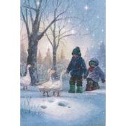 グリーティングカード クリスマス「子どもとガチョウ」メッセージカード