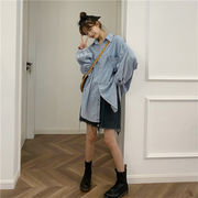 ≪大満足のレビュー多数≫レディース/韓国/ルーズ/ラージポケット/長袖/デニムシャツ/コート/タイド