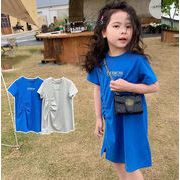 お勧め 春夏新作 韓国風子供服 3-8歳女の子 ロングTシャツ 半袖ワンピ シフトドレス ワンピース 7-15