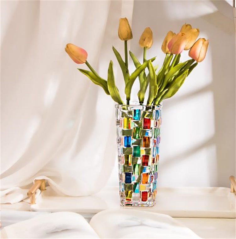 キャンディージャー 絵画 ガラス コントラストカラー 花瓶 絵画 織りパターン フルーツプレート