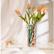 キャンディージャー 絵画 ガラス コントラストカラー 花瓶 絵画 織りパターン フルーツプレート