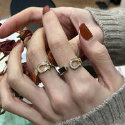 新作　指輪　リング　デザイン　アクセサリー　韓国ファッション　金属　金メッキ　ストーン