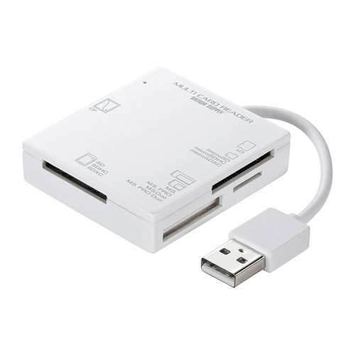 【5個セット】 サンワサプライ USB2.0 カードリーダー 4スロット ホワイト ADR