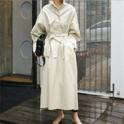 デイリーに使える 韓国ファッション 大きいサイズ シャツワンピ ゆったりする リボン ドールスカート