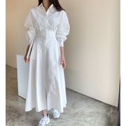 INS 秋新作 カジュアル 韓国ファッション 長袖  ロング シングルブレスト  カジュアルワンピース