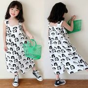 キッズサロペット　オーバーオール　落書き風　カジュアル　女の子夏物　韓国風子供服　90-140cm