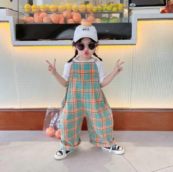 夏  ロンパース　女の子　チェック　ファッション　子供服　カバーオール　オールインワン
