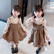 2022春秋 韓国風子供服  キッズ服 2点セット トップス+コーデュロイワンピース　セットアップ ファッション