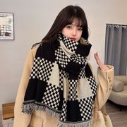 2022秋冬新作   女子用  スカーフ   韓国ファッション  保温   メリヤス  マフラー  碁盤の目