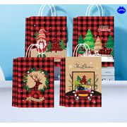 手提げ袋 ギフトバッグ 贈り物 クリスマスバッグ 包装 プレゼント 紙袋 チェック 4色展開 3サイズ