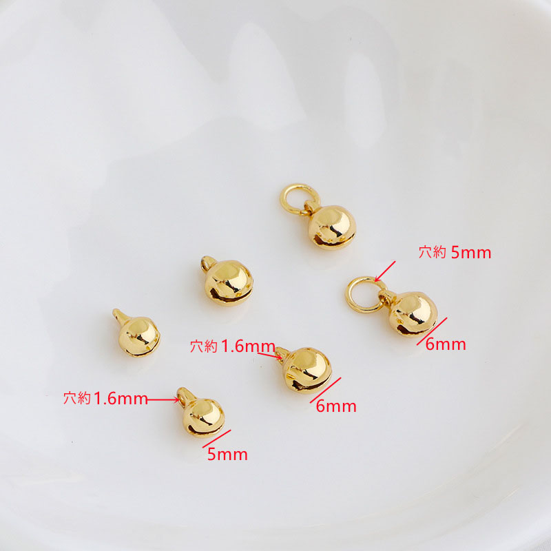 14k チーズのチャーム 4個 カン付き （金の鈴 丸カン付き チャーム 14K 