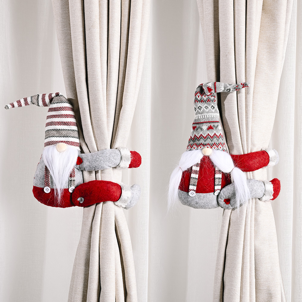 クリスマスの飾り、カーテンの吊り下げ、ルドルフドール、ミゼット フェイスレス ドール、人形飾り