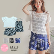 u19192 日焼け防止 ショートパンツ シャツ レディース 上下3点 三点セット スポーツ 水着