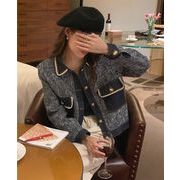 秋INS 新作 カジュアル 韓国ファッション ラウンドネック 長袖 折り襟 ポケット ジャケット