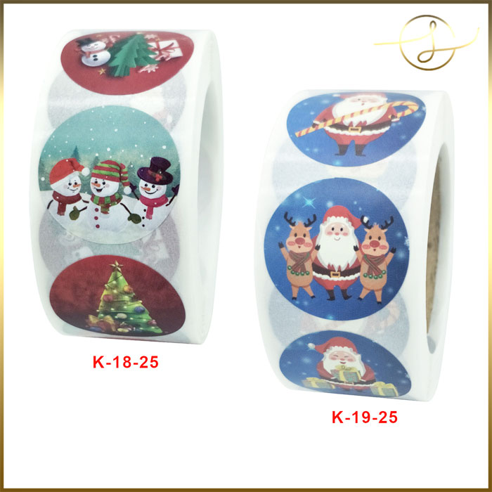 2種類☆サンタ丸シール クリスマス 販促シール ステッカー ギフト 包装  ラッピング用品 梱包材