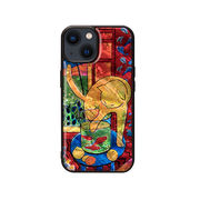 ikins 天然貝ケース for iPhone 14 魚と猫 背面カバー型 I23576i