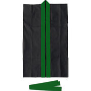 ARTEC ロングハッピ不織布 黒(緑襟)S(ハチマキ付) ATC3263