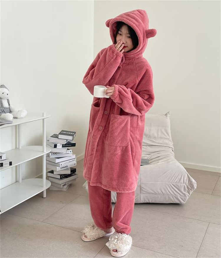 優しい着心地  韓国ファッション フード付き パジャマ ルームウェア カジュアル 柔らかい 2点セット