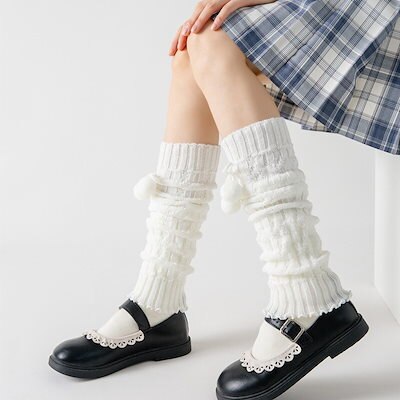 靴下カバー白いウールパイルソックスロリータレッグソックスJKニット女性の冬の靴下は秋と冬に暖かく保つ