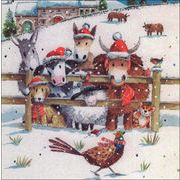 グリーティングカード クリスマス「キジを見る動物達」 メッセージカード