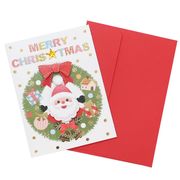 CHRISTMAS ハンドメイドミニクリスマスカード サンタクロース リース