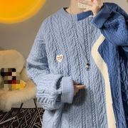 韓国ツイストセーターゆったりカットソー着痩せスリーブヘッド丸ネックトップス3