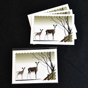 ファンタジーカード 3枚セット  鹿の親子（冬）