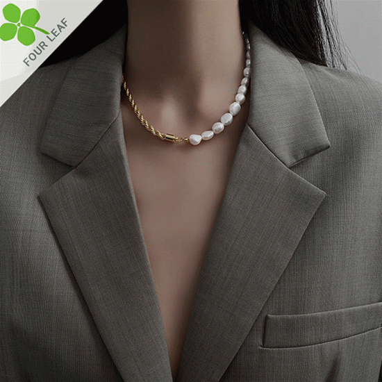 韓国風 真珠 幾何学 シンプル ネックレス ファッション 設計感 アクセサリー 個性 レディース