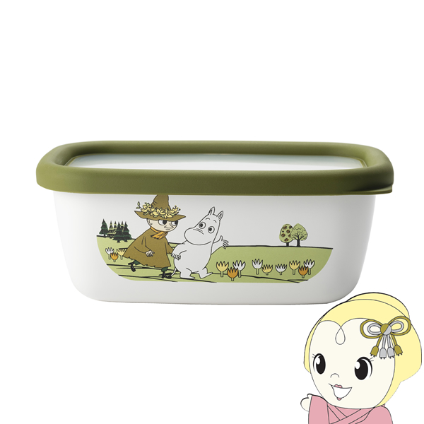 保存容器 ムーミン 富士ホーロー ムーミンオリーブ 浅型角容器 Sサイズ Moomin Olive 琺瑯 ホーロー ほ