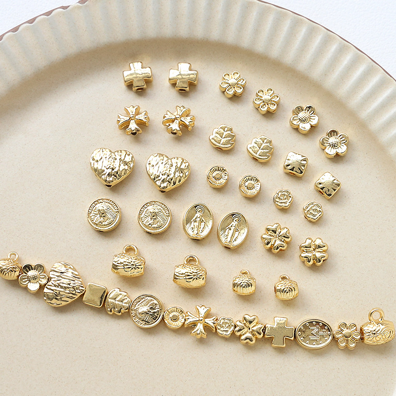 スペーサー ビーズパーツ フラワー ブレスレット 花 アクセサリーパーツ 卸売り ローズ ハート 十字架 円形