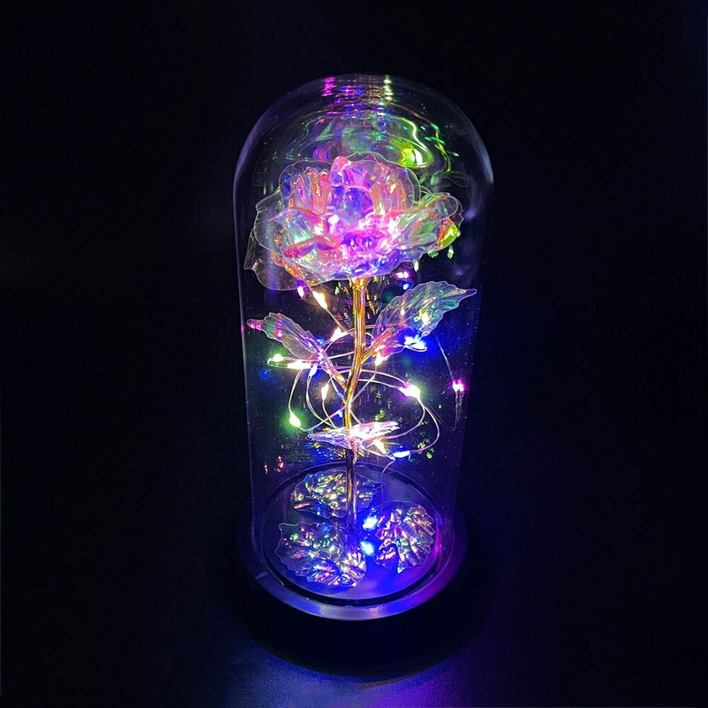 照明 薔薇 ガラスドーム LED 3D オブジェ 雑貨 玄関 インテリア