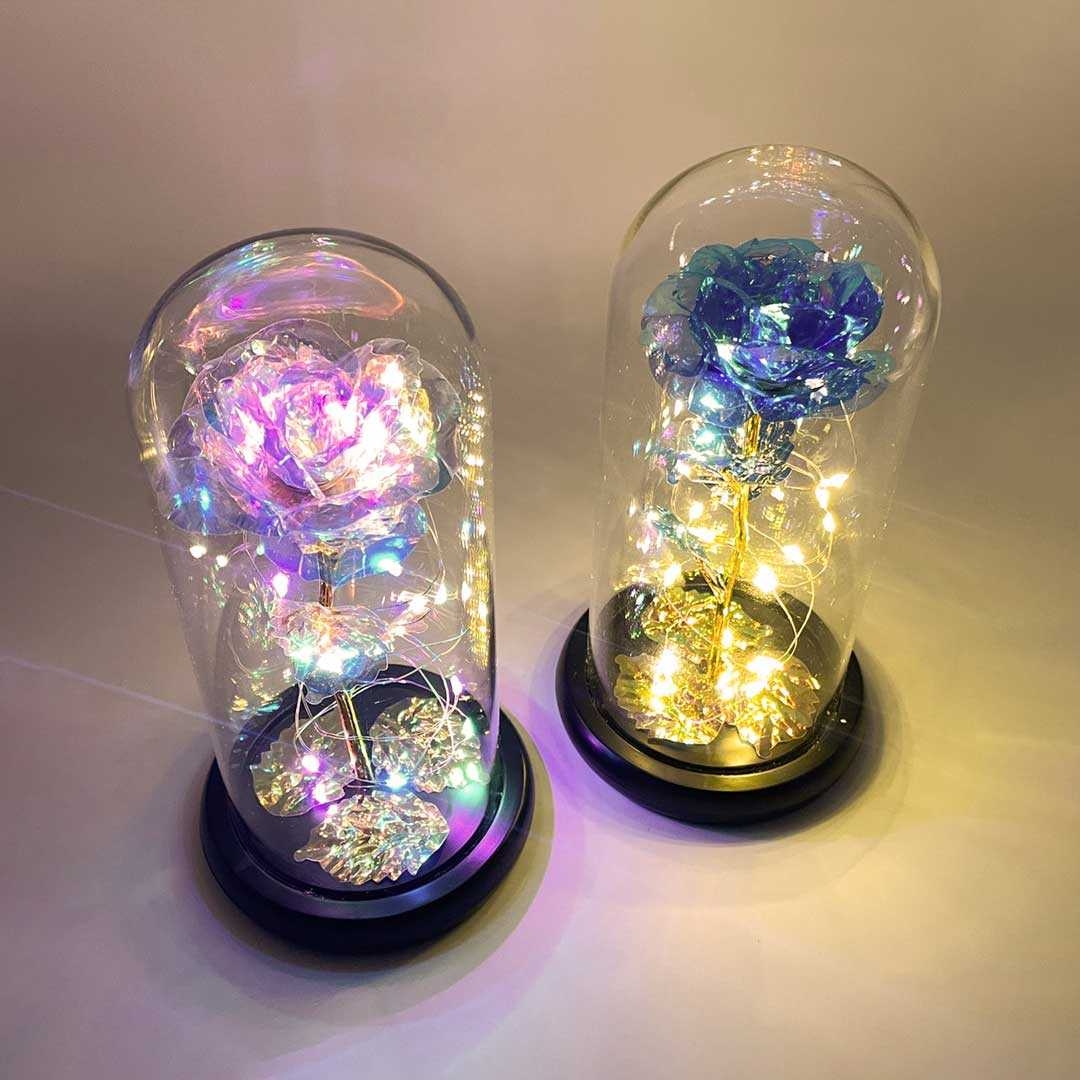 照明 薔薇 ガラスドーム LED 3D オブジェ 雑貨 玄関 インテリア AiO