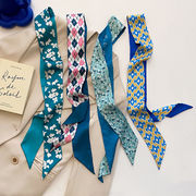 スカイブルースカーフ　春秋韓国ファッション スカーフ　バッグ飾り　ベルトリボン　   7*130cm