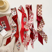 イギリスレッドスカーフ　春秋韓国ファッション スカーフ　バッグ飾り　ベルトリボン　   7*130cm