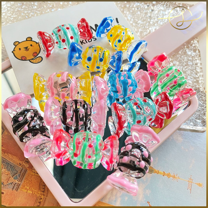 【9色】飴玉 袋キャンディー 透明感 縦穴ビーズ DIYパーツ アクセサリーパーツ ハンドメイド 手芸