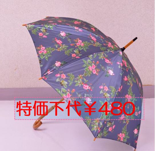 大特価　ローズ柄ワンタッチ雨傘