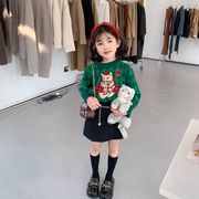 お勧め 春夏新作 韓国風子供服 女の子 猫 ニット セーター チェック柄 プルオーバー ショートスカート 3-9