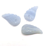 天然石 アクセサリーパーツ 天使の羽 ブルーレースアゲート 3個セット 約12x5x5mm