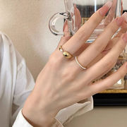 指輪　リング　アクセサリー　韓国ファッション　金属　デザイン　不規則　2点セット　パール