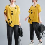 【2023新作】ドットプリントデザインシンプルTシャツトップスカジュアル