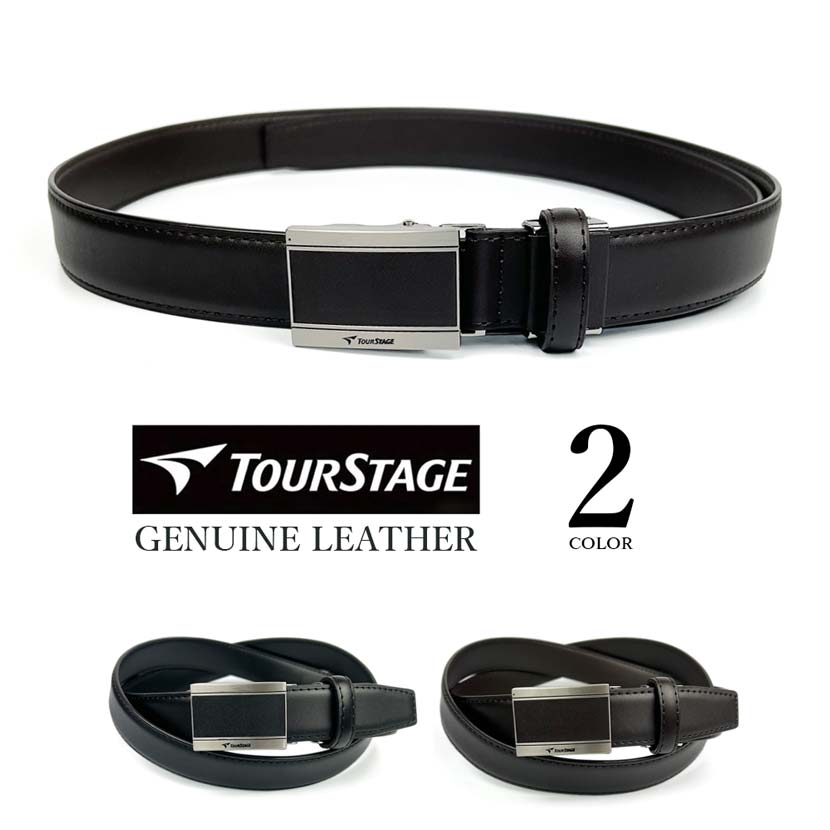 【全2色】 TOURSTAGE ツアーステージ フィットバックル ベルト リアルレザー 穴なしベルト 大き目