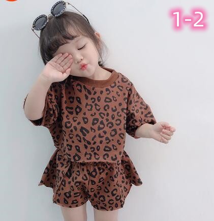 2023年子供服　トップス　パンツ　ヒョウ柄セットアップ　80-130cm　５色